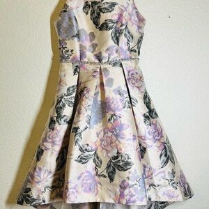 Xtraordinary Elegant Floral Kids Dress in Cream and Purple